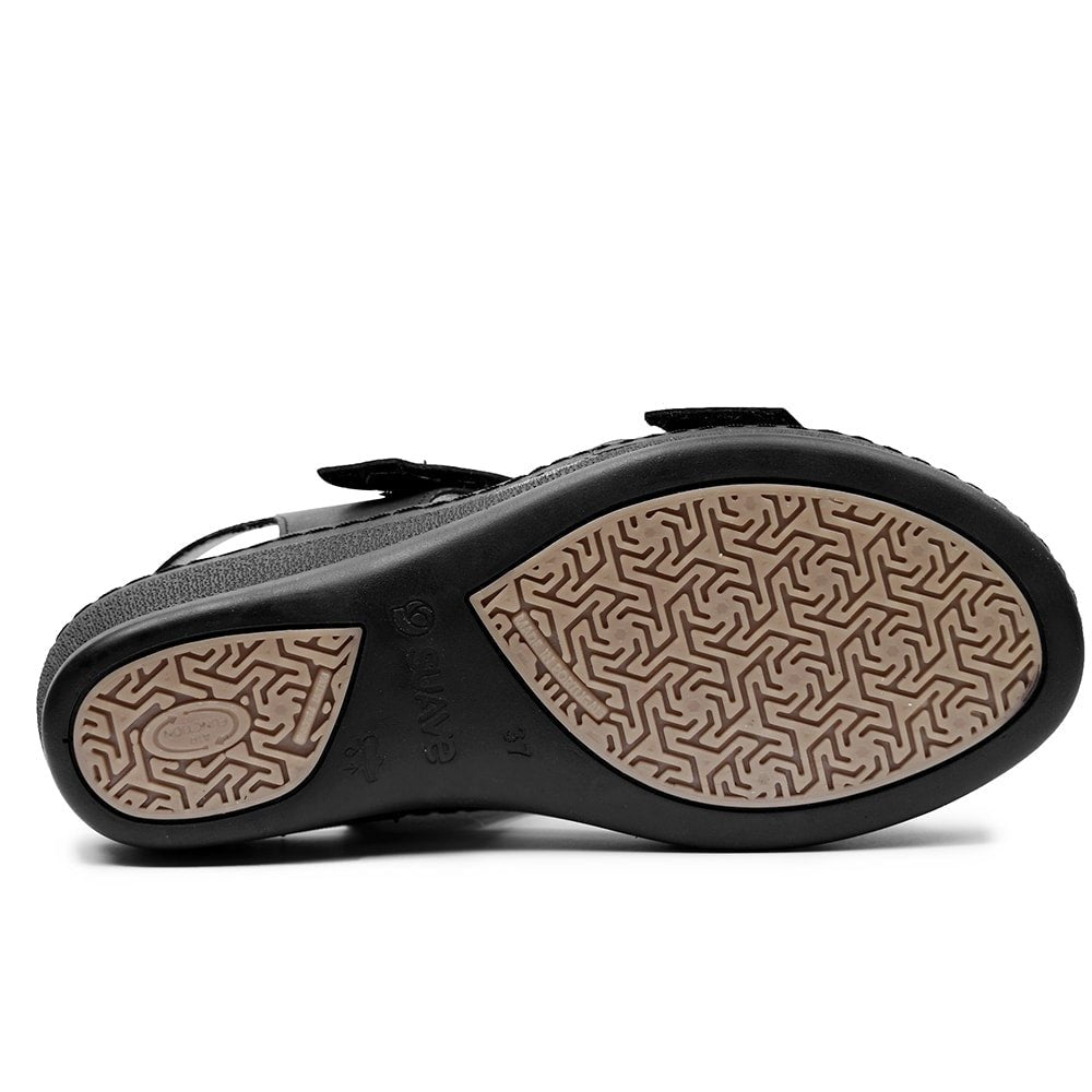 Suave Ekstra Bred Sandal Skinn Marilyn Svart