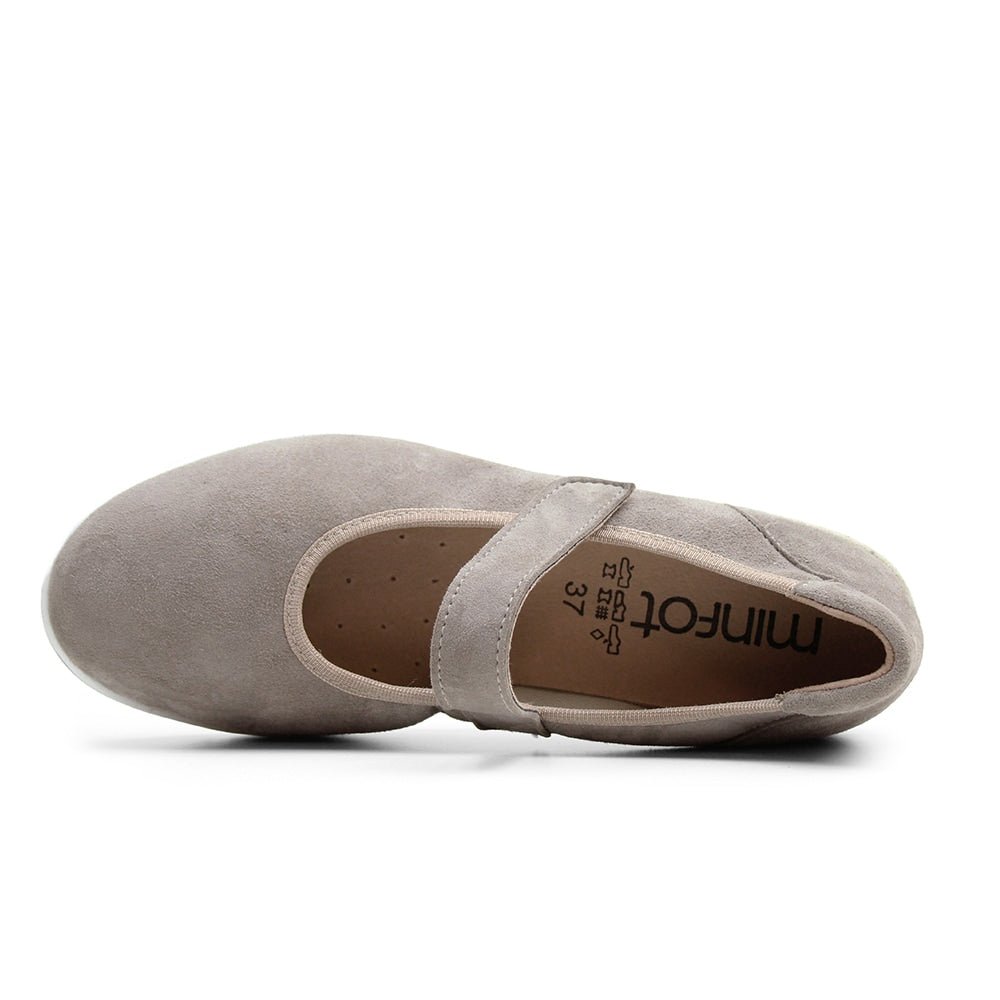 Minfot Ballerinasko med rem Joyce Stretch Nubuck Stone