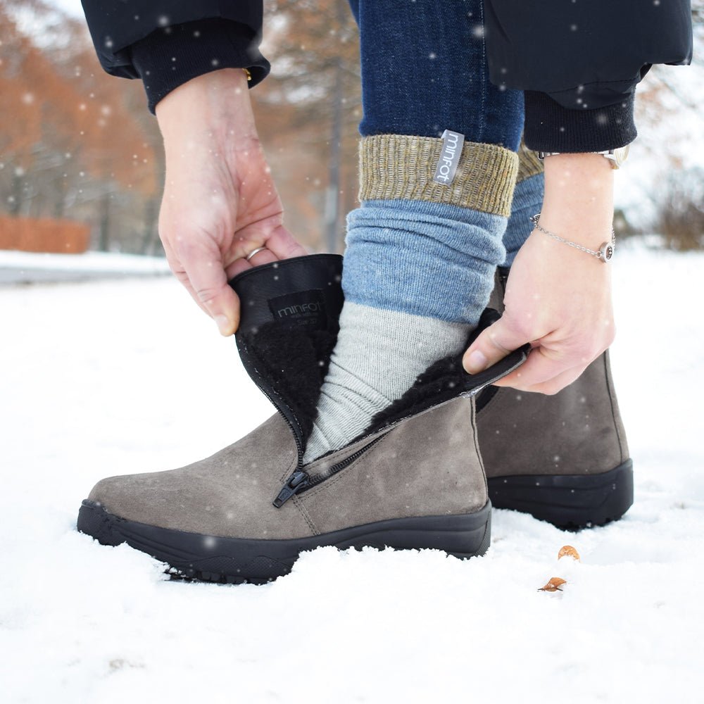 Minfot Piggsko Boden Semsket skinn Ull Taupe