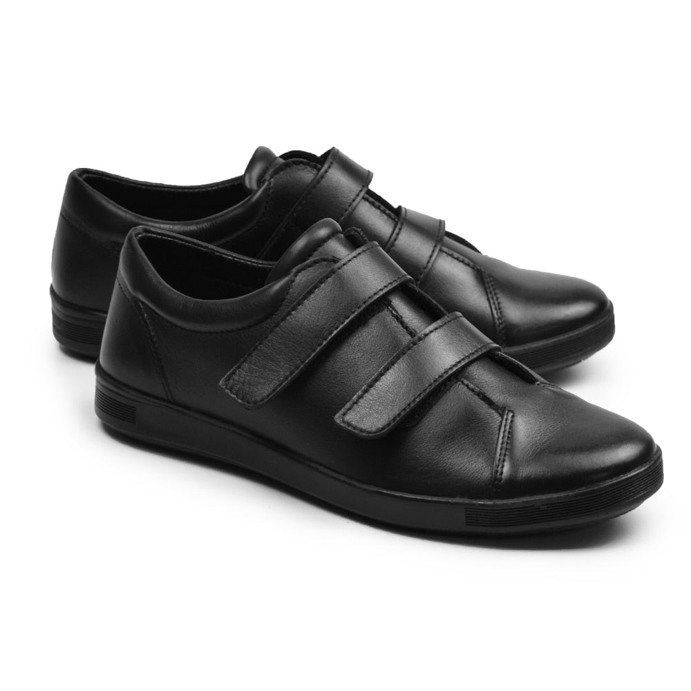 Minfot Aveny Skinn Sneaker med Borrelås Svart