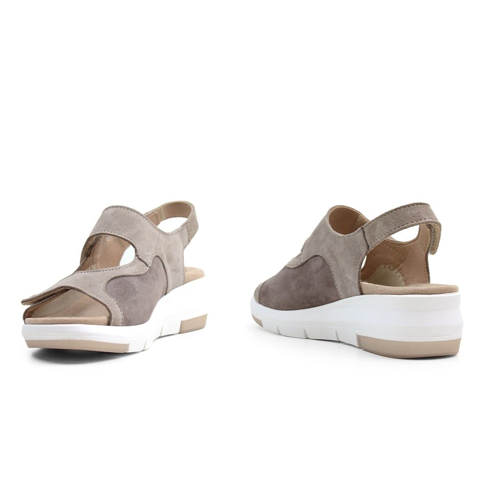 Minfot Sandal Komfort Bea Hælrem Stretch Semsket skinn Beige