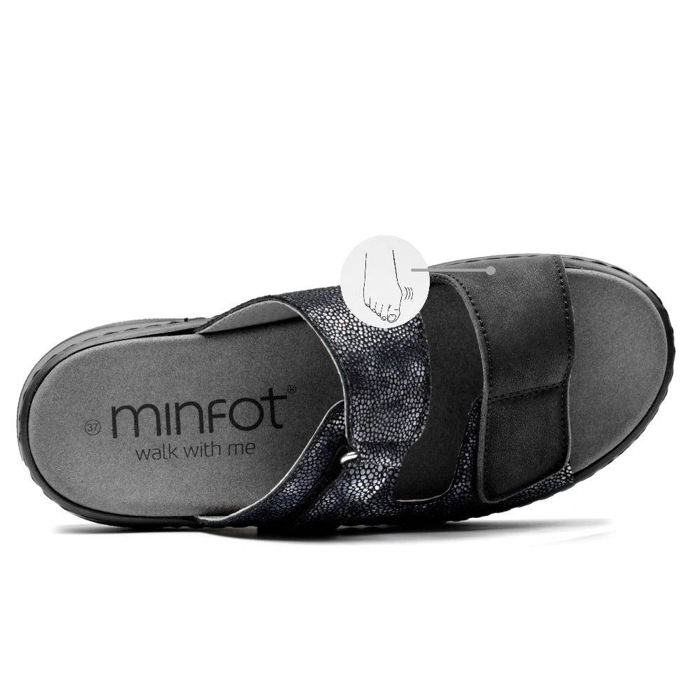 Minfot Granit Sandaler Dame Stretch Svart