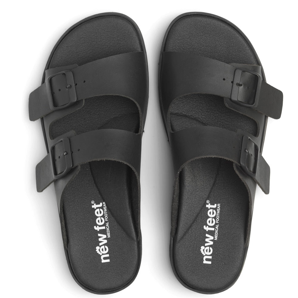 New Feet Connie Brede Sandaler Microfiber Unisex Svart