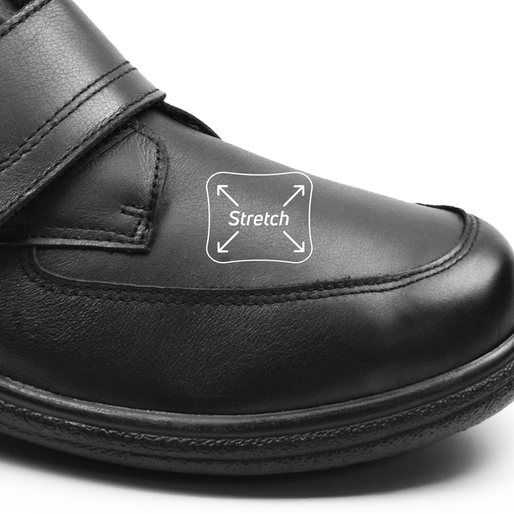 Produktbild 4 - Minfot Arthur Brede sko Borrelås Stretch Skinn Svart