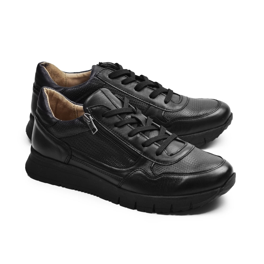 Produktbild 7 - Minfot Max Comfort Sneakers Zip Skinn Svart