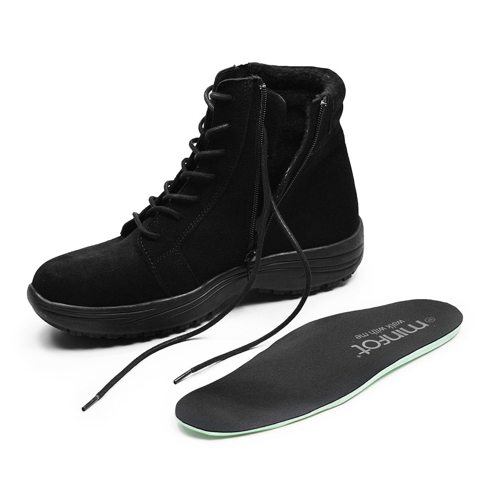 Minfot Boots Nora Semsket skinn Svart