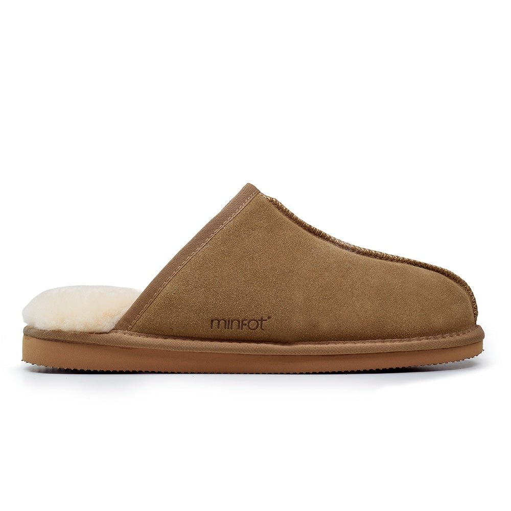Minfot Saueskinntøfler Slip-on Orust med såle Chestnut