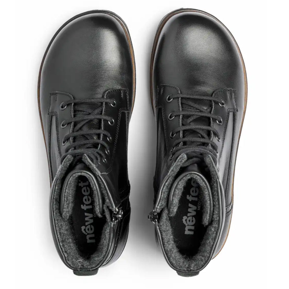 Produktbild 4 - New Feet Linn Breda Boots Snörning Dragkedja Svart