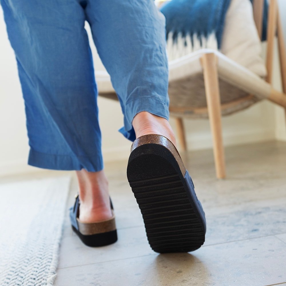 Minfot Moa Sandaler Dame Myk Bio Semsket Skinn Indigoblå