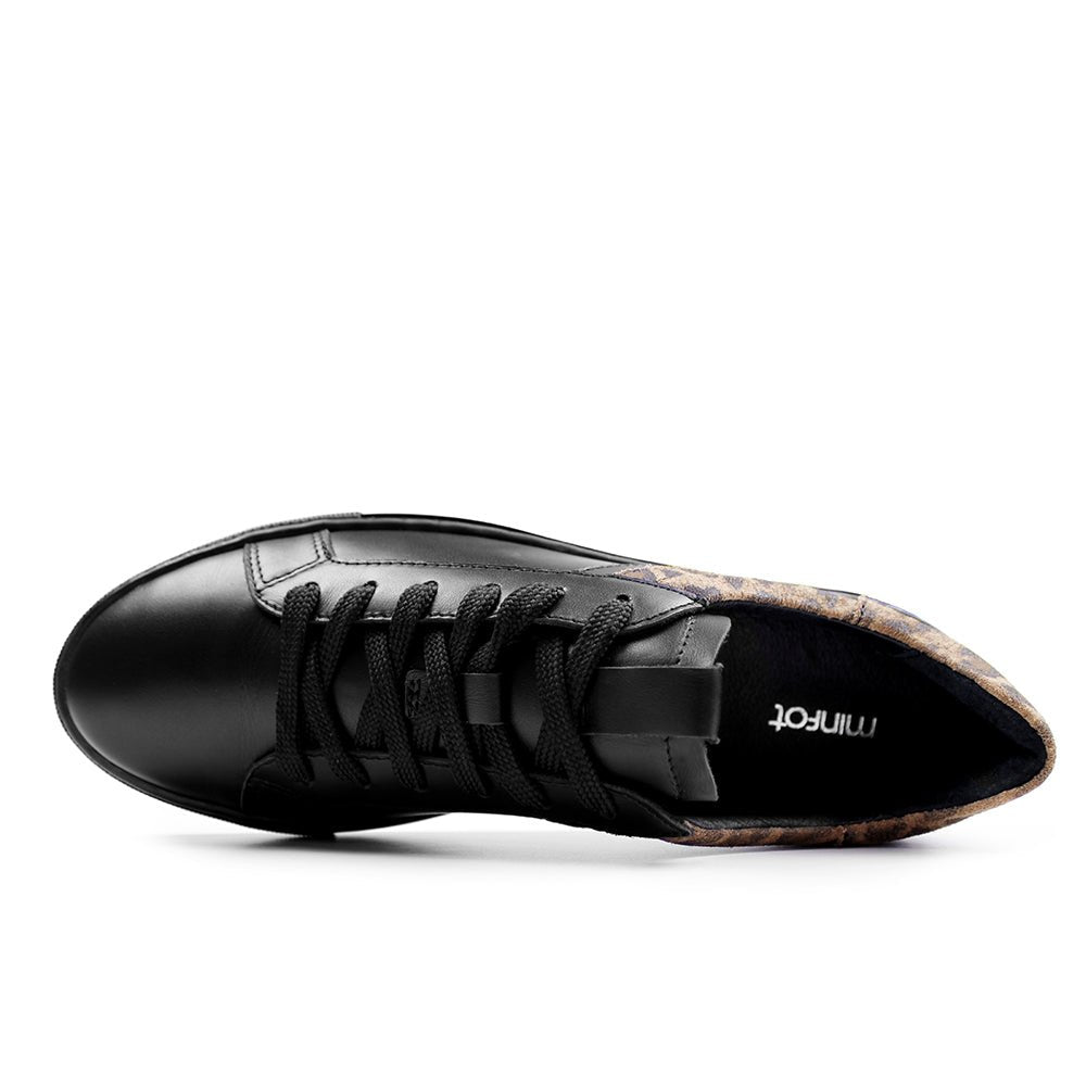 Minfot Comfort Sneakers Skinn Leopard Svart