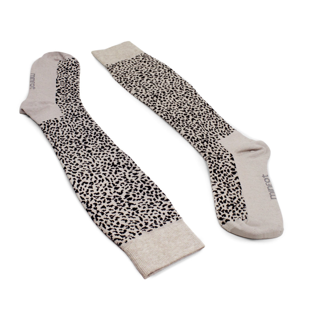 Minfot Støttestrømper Bomull Leopard Beige 1-pak