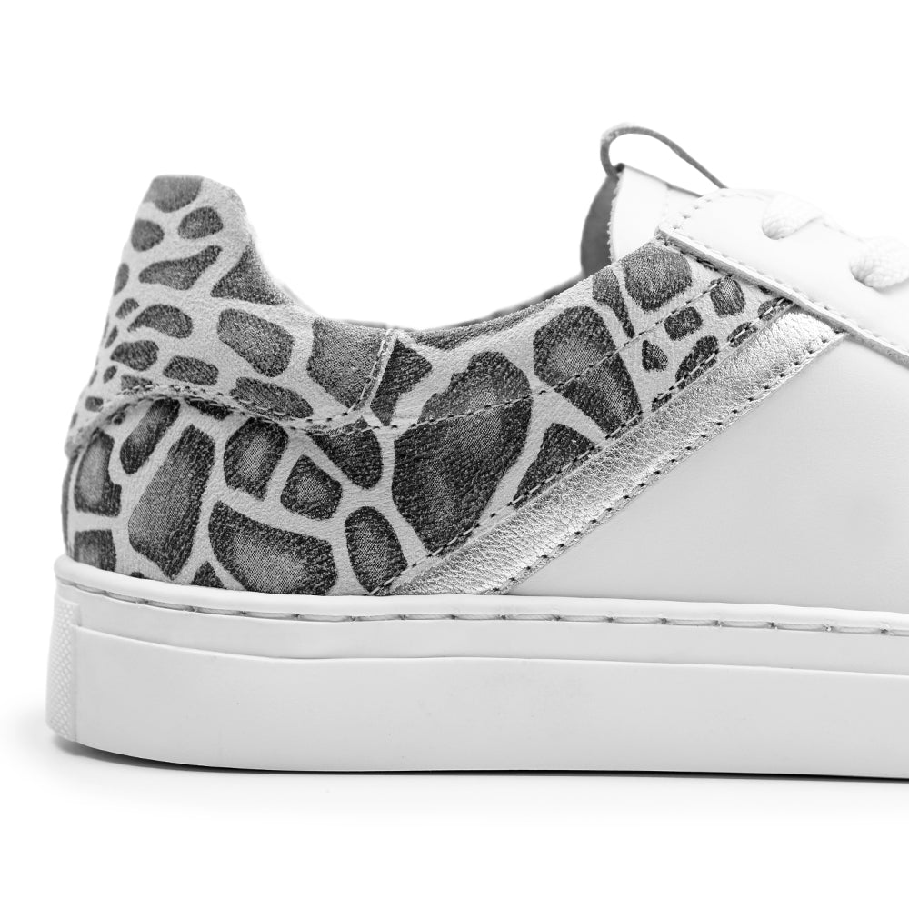 Minfot Comfort Sneakers Dame Skinn Leopard Hvit
