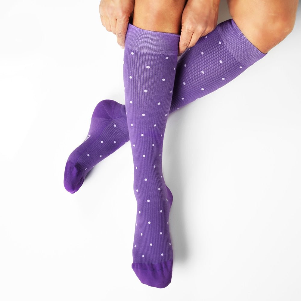 Produktbild 3 - Minfot Stödstrumpor Bomull Eco Prickiga Viola 5-pack
