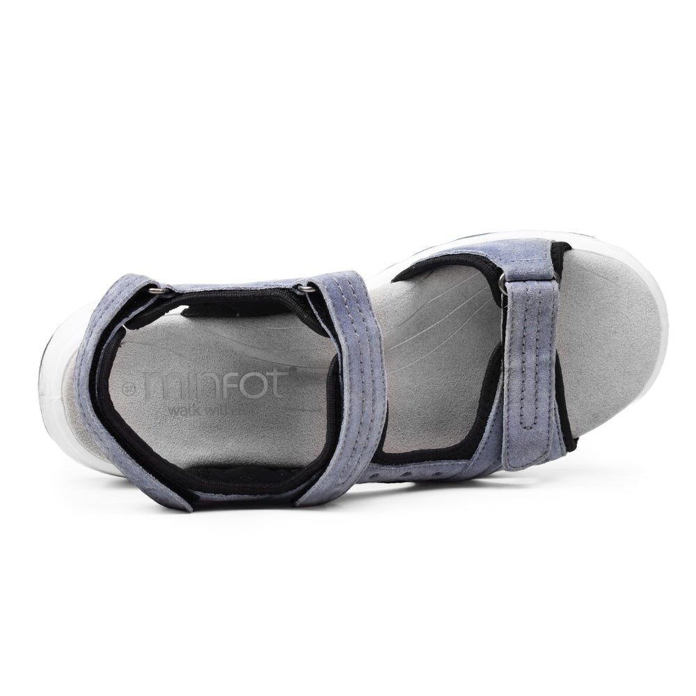 Minfot Sandaler Sandhamn Dame Semsket skinn Dueblå