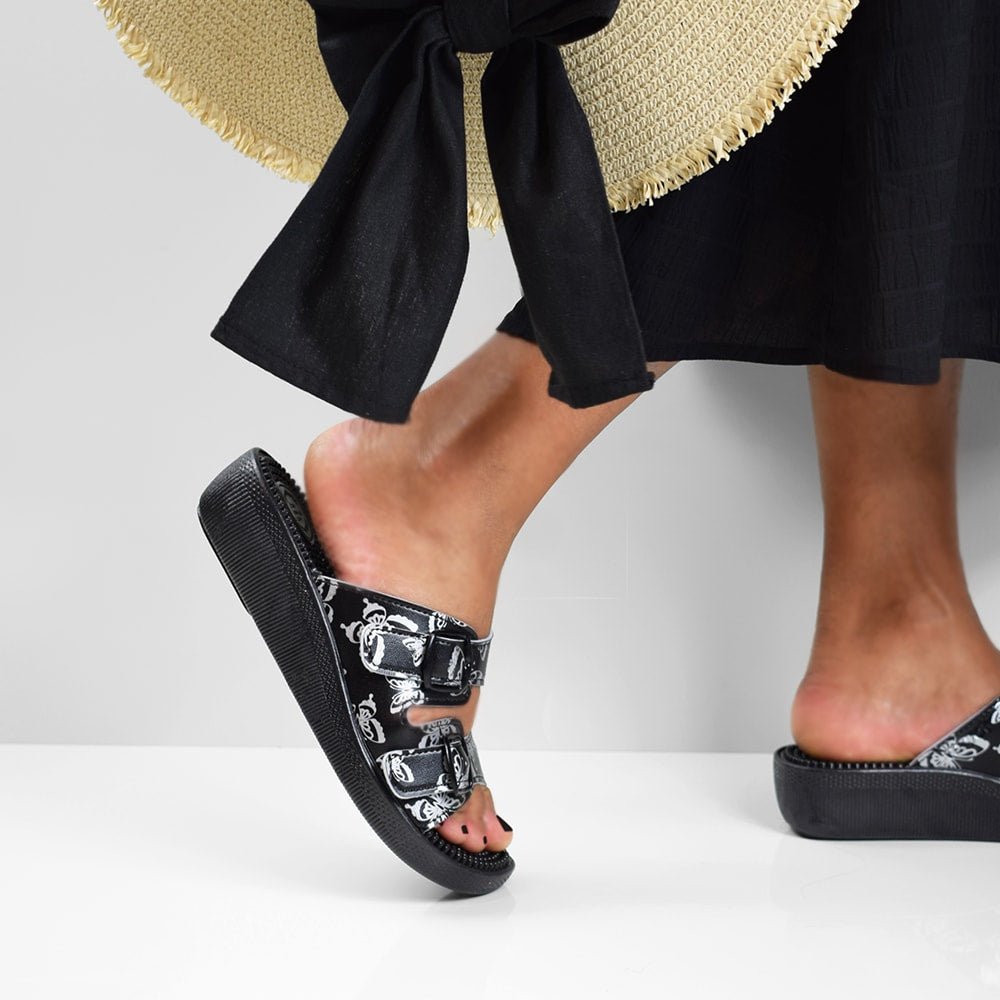 Minfot Massasje Sandaler Fjäril Svart