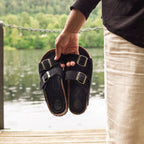 Minfot Massasje Sandaler Bio Semsket skinn Svart