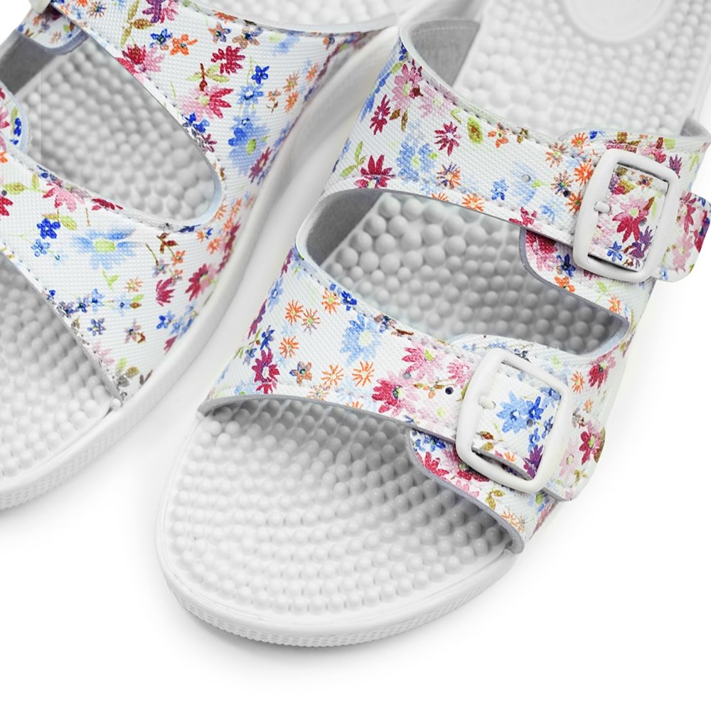 Minfot Massasje Sandaler Blomstret Hvit