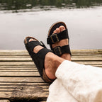 Minfot Massasje Sandaler Bio Semsket skinn Svart