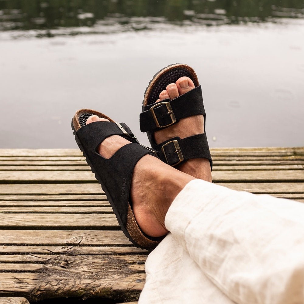 Minfot Massasje Sandaler Bio Semsket skinn Svart