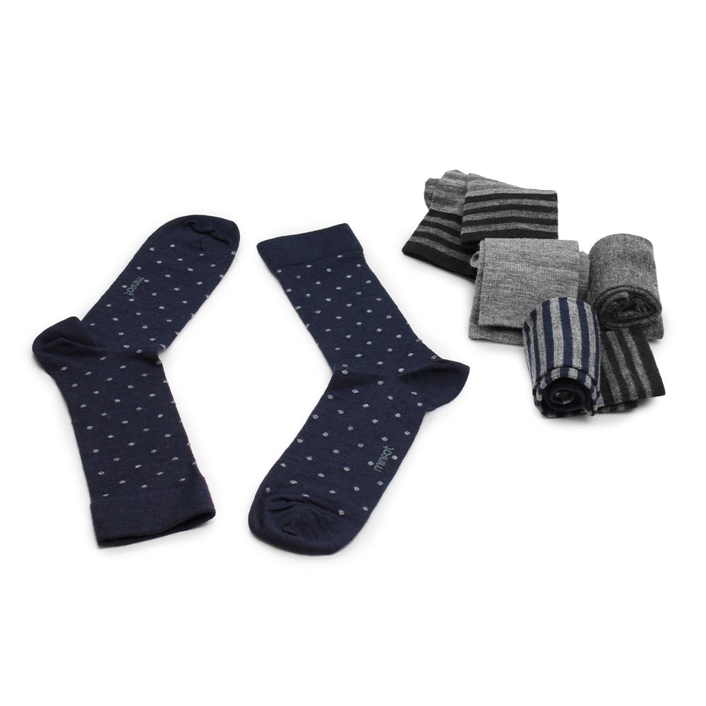 Minfot Strømper Merinoull Stripete Navy Mix 5-pk
