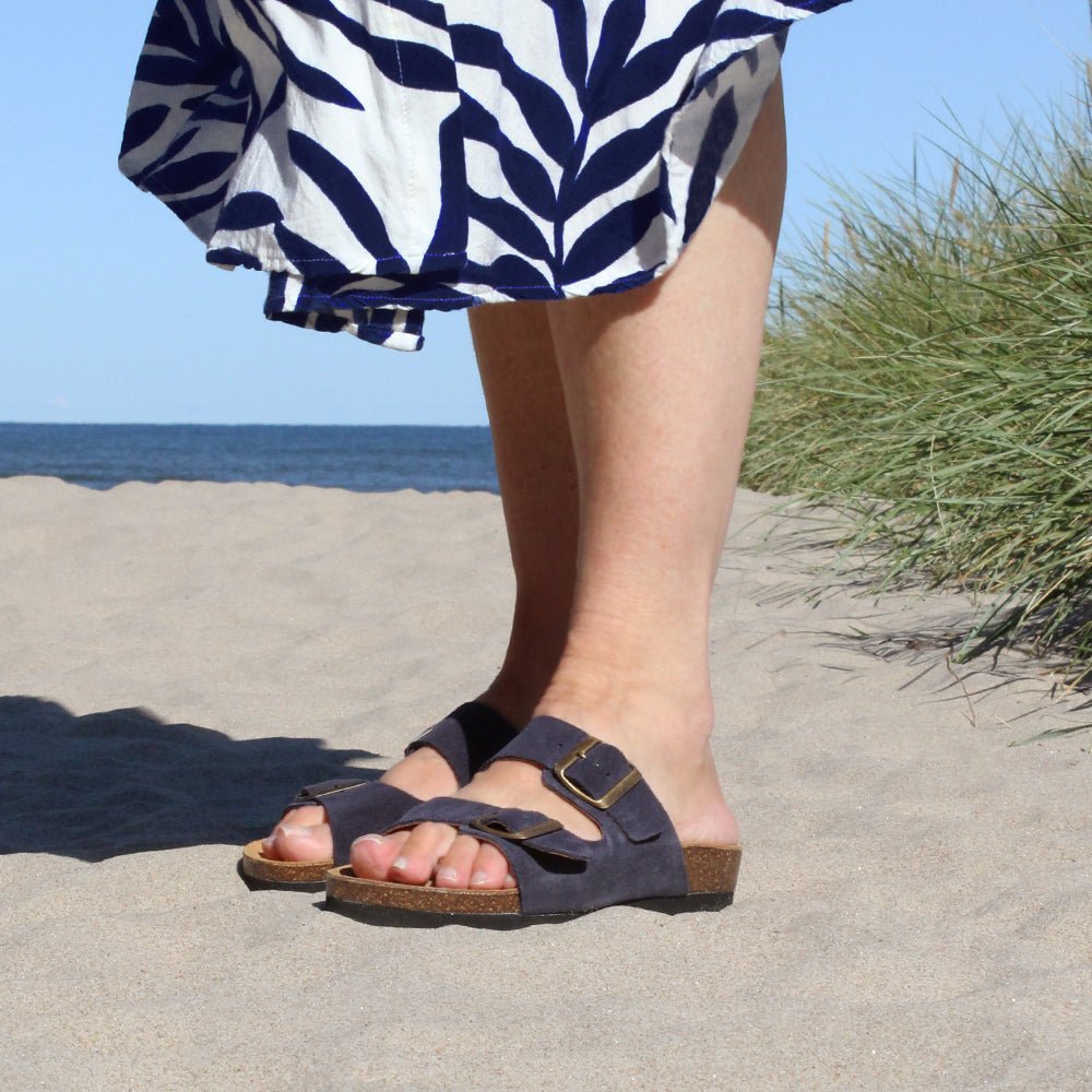 Minfot Moa Sandaler Dame Myk Bio Semsket Skinn Navy