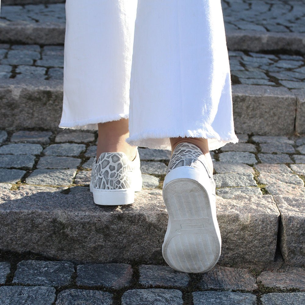 Minfot Comfort Sneakers Dame Skinn Leopard Hvit