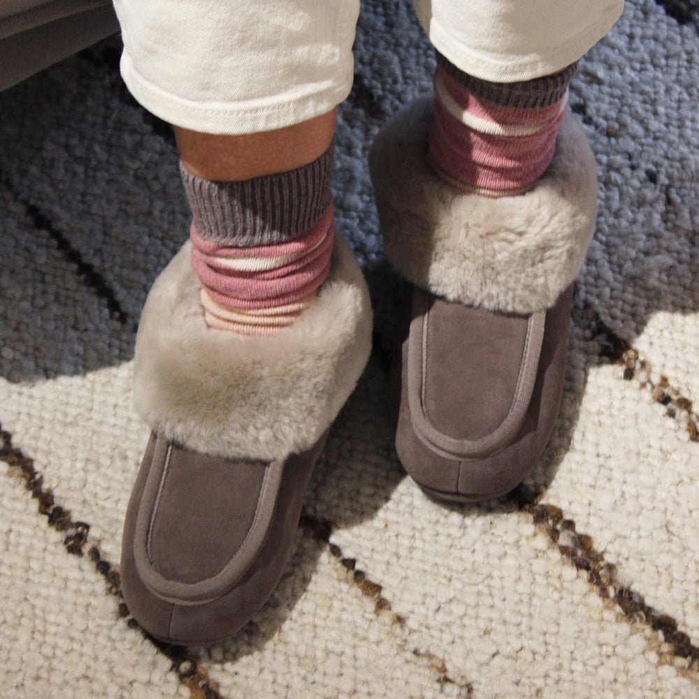 Produktbild 13 - Minfot Fårskinnstofflor Hemse med sula Taupe