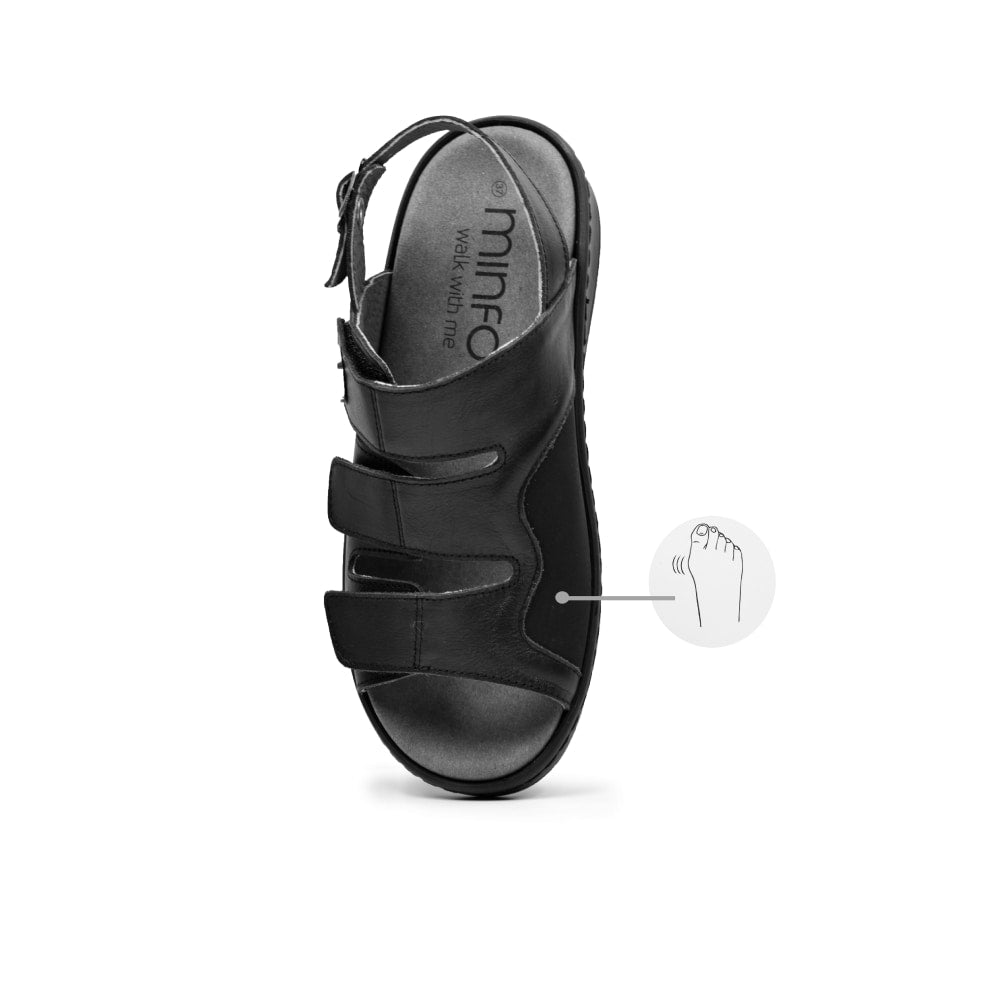 Minfot Sandaler Hallux Valgus Dahlia Hælrem Svart
