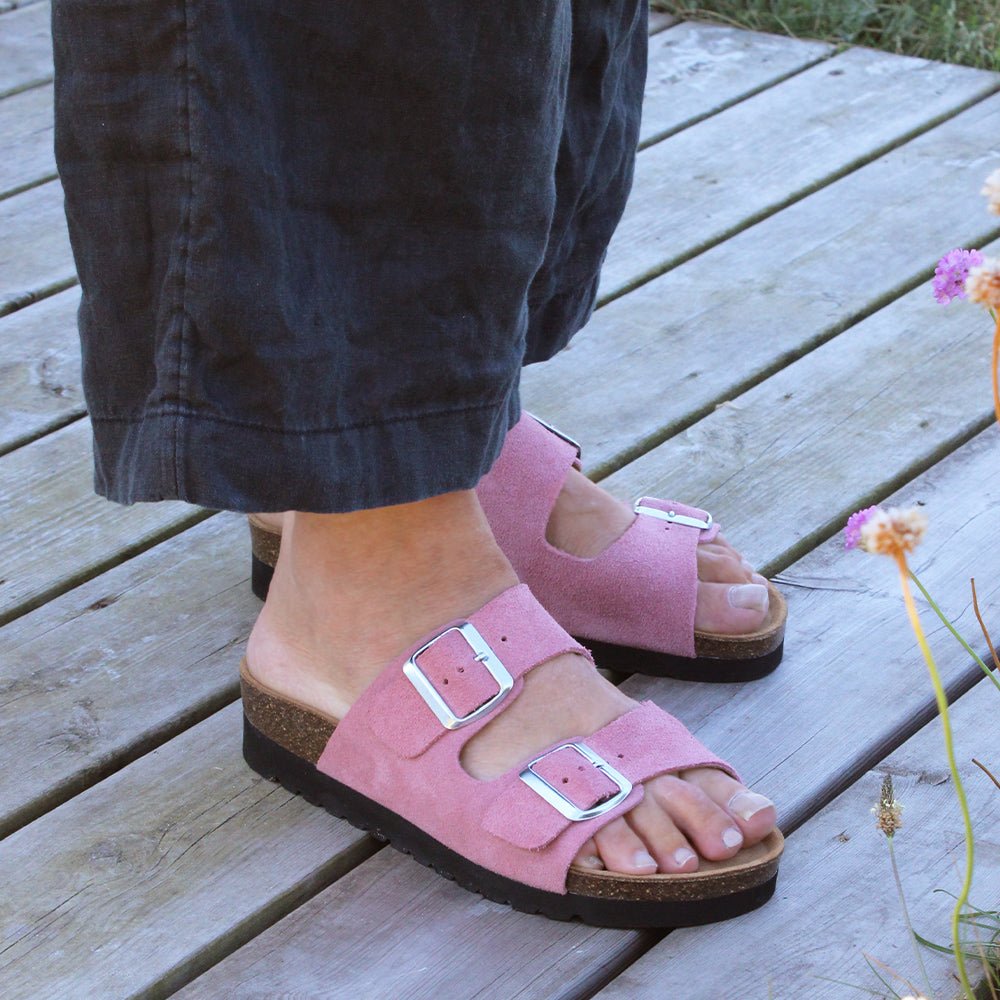 Minfot Moa Sandaler Dame Myk Bio Semsket Skinn Antikk Rosa