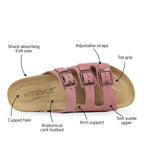 Minfot Lo Biosandaler Dame Semsket Skinn Anatomisk 3-remmer Rosa