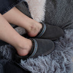 Minfot Saueskintøfler Slip-on Myre med såle Grå