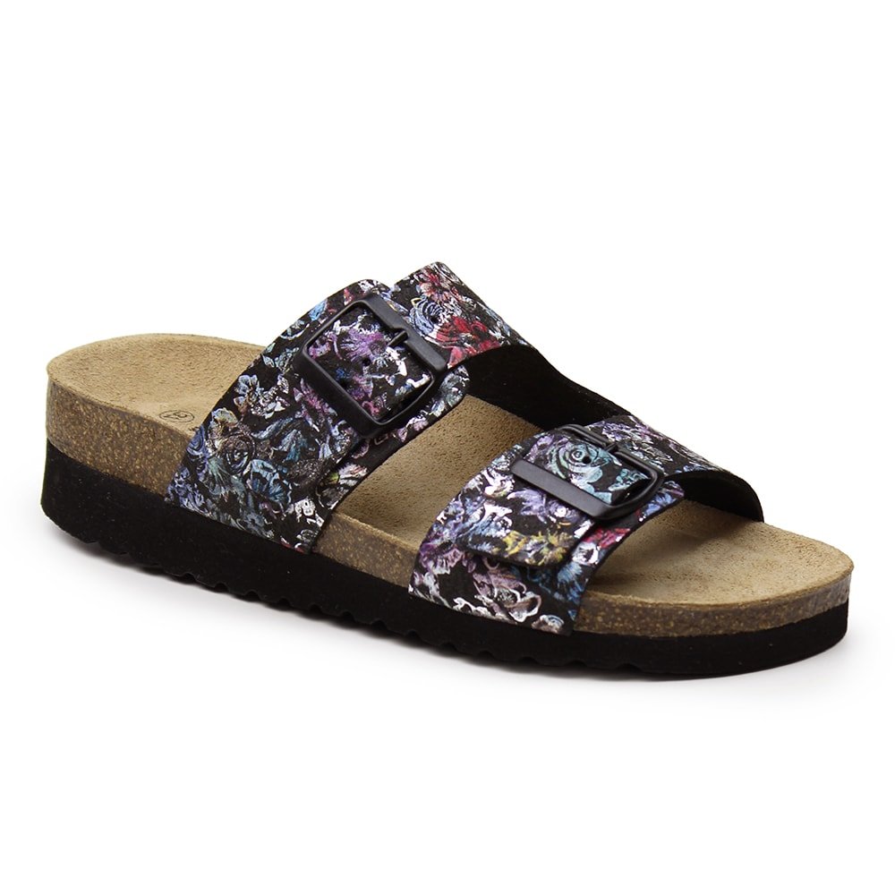 Minfot Sandaler Myk Bio Tropical Flowers Svart