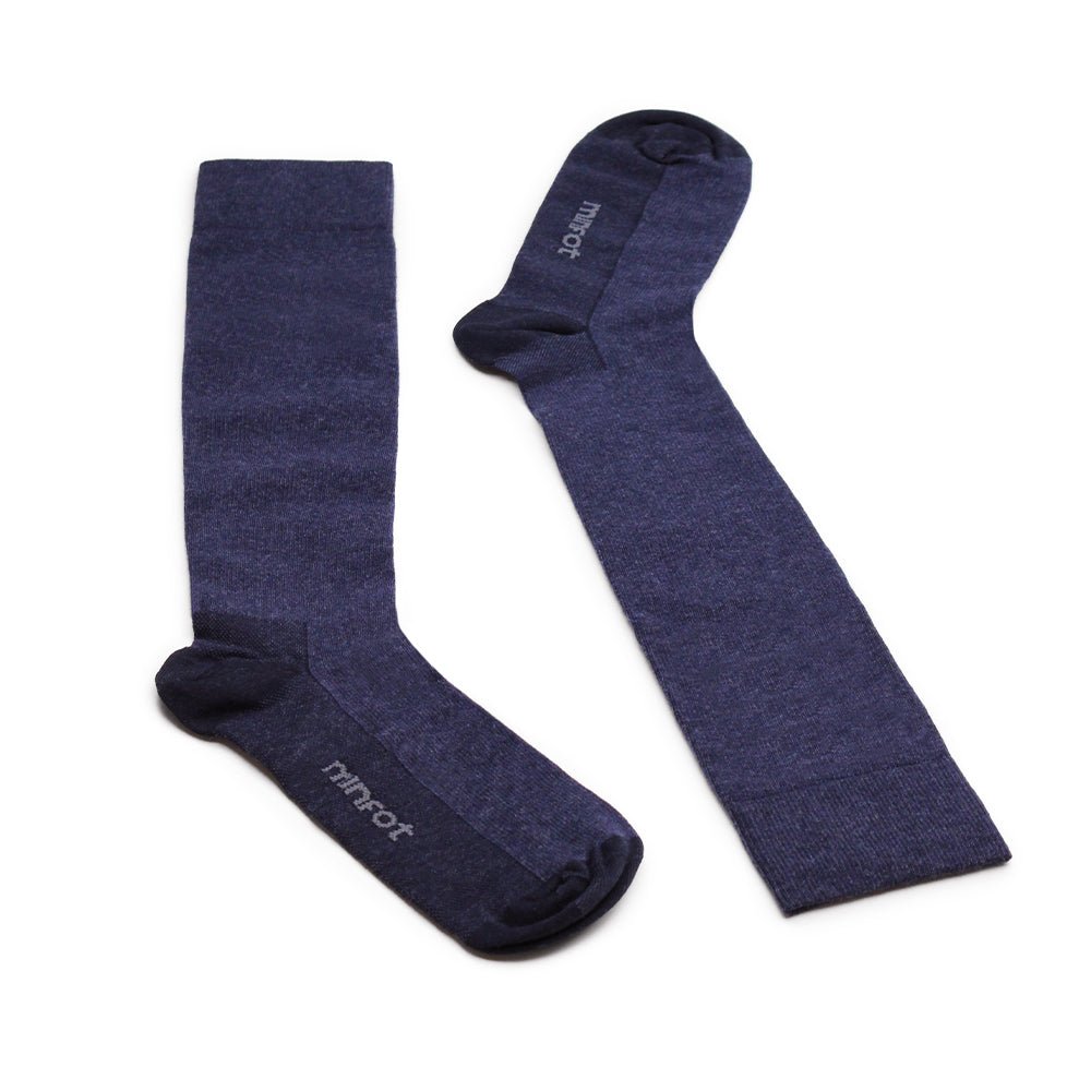 minfot-stodstrumpor-melange-morkbla-ekologisk-bomull-1-pack-forstarkning