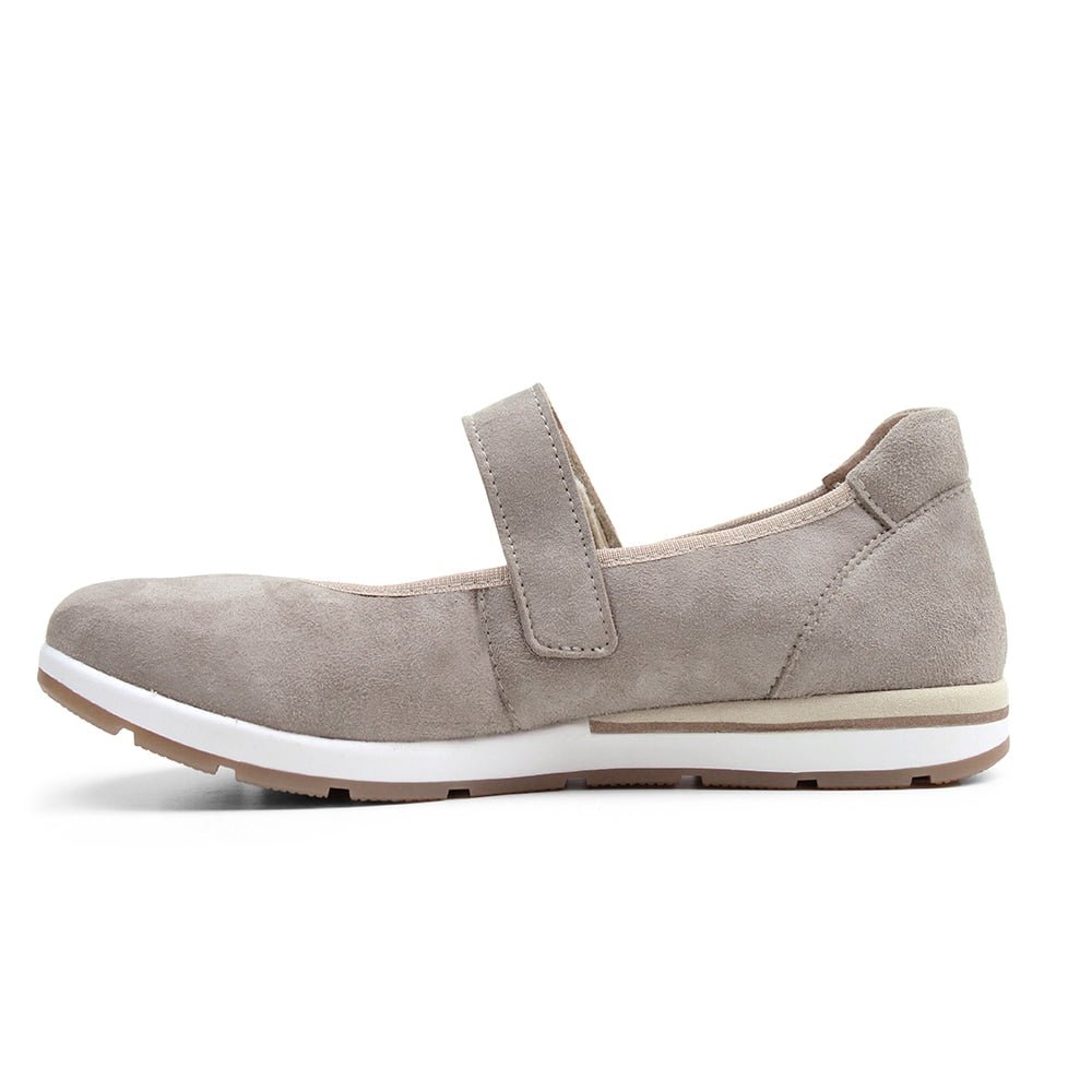 Minfot Ballerinasko med rem Joyce Stretch Nubuck Stone