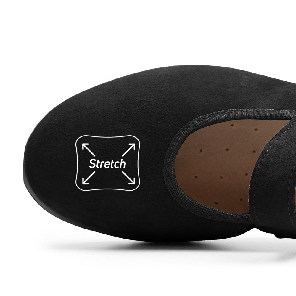 Minfot Ballerinasko med rem Joyce Dame Stretch Nubuck Svart