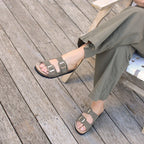 Minfot Moa Sandaler Dame Bio Semsket Skinn Olive