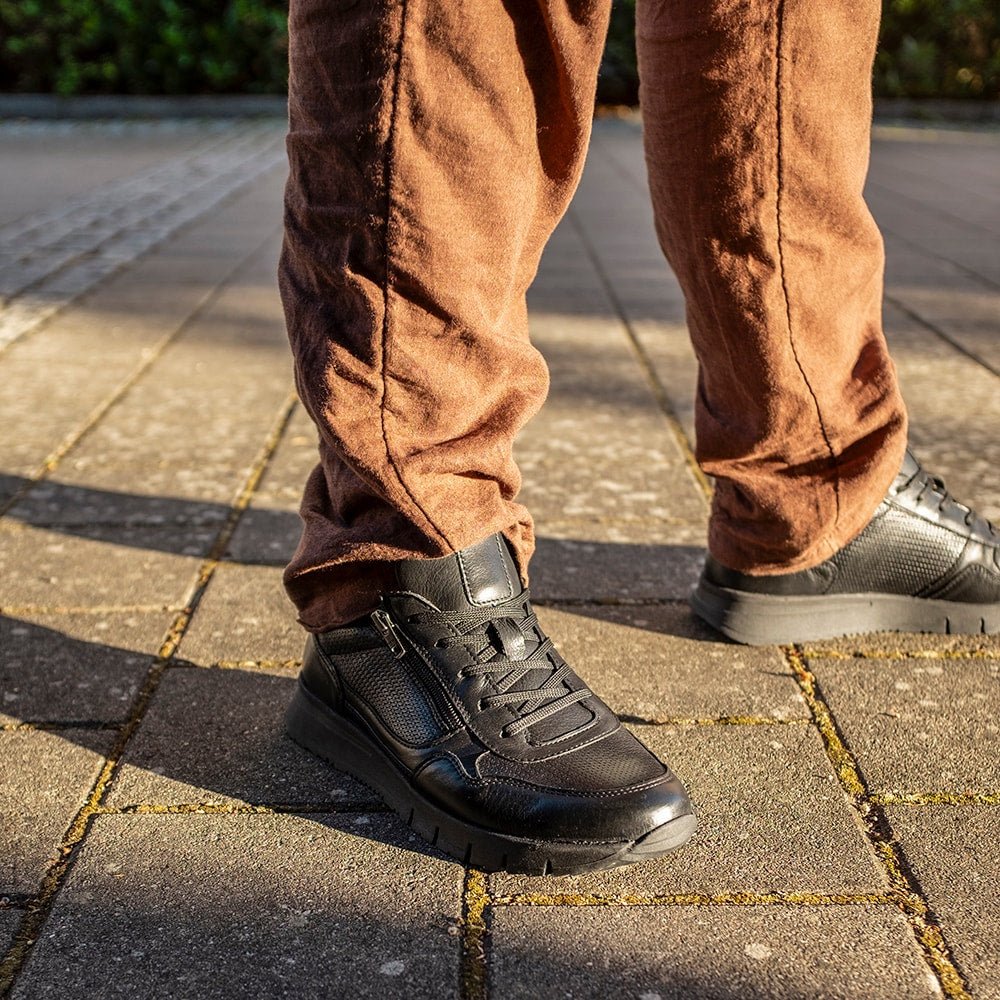 Produktbild 2 - Minfot Max Comfort Sneakers Zip Skinn Svart