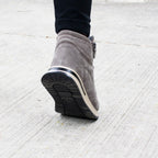 Minfot Luna Høy Sneaker Dame Semsket skinn Taupe