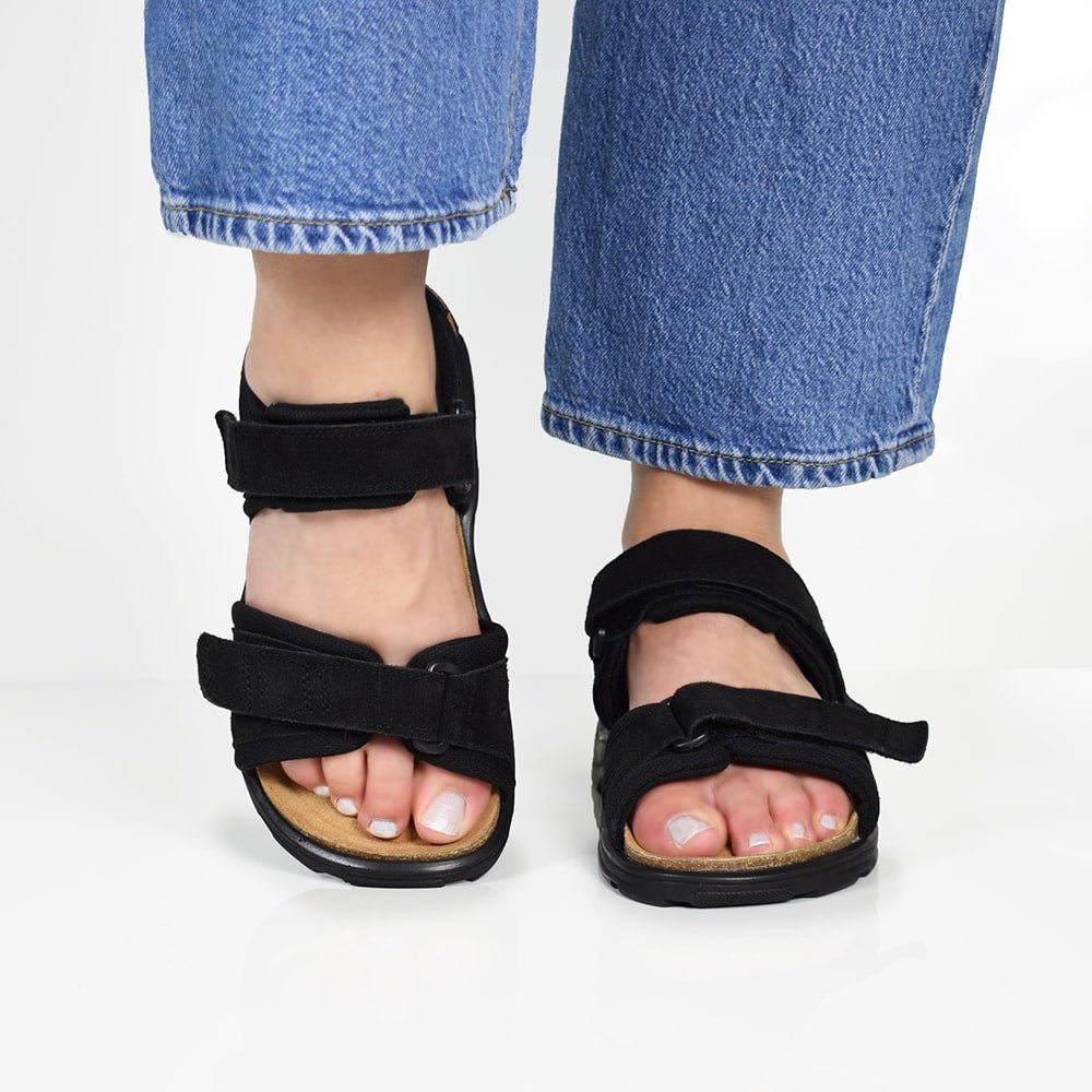 Minfot Sandaler Flex Svart Semsket skinn