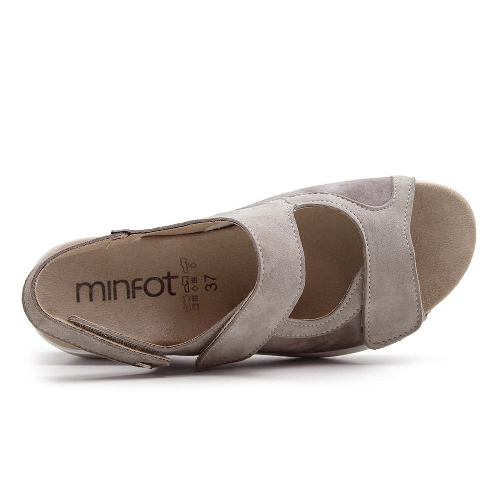 Minfot Sandal Komfort Bea Hælrem Stretch Semsket skinn Beige