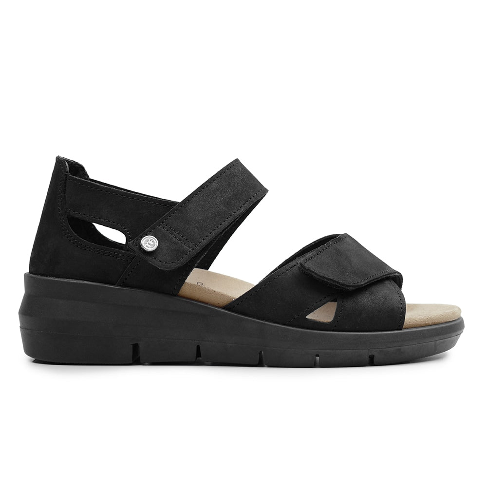 Minfot Sandal Komfort Mia med Hælkappe Nubuck Svart
