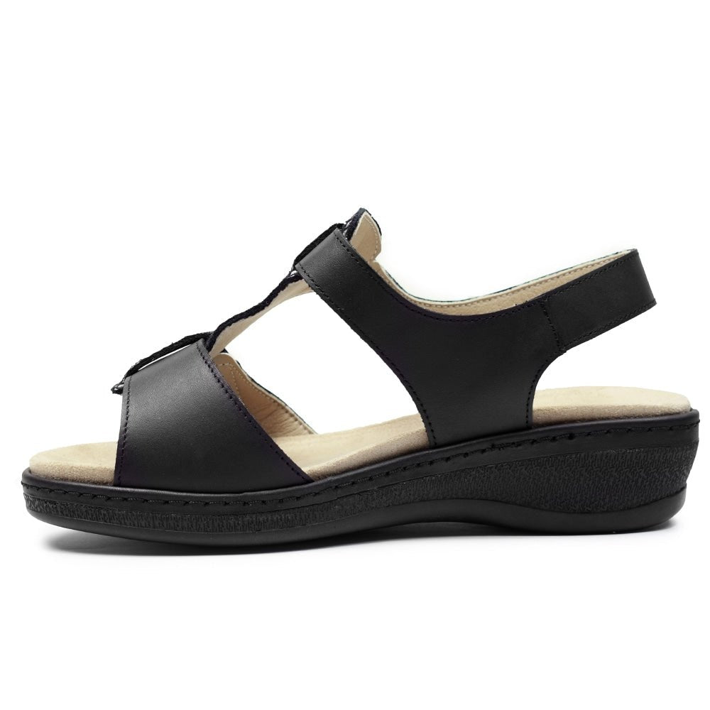 Suave Ekstra Bred Sandal Skinn Marilyn Svart