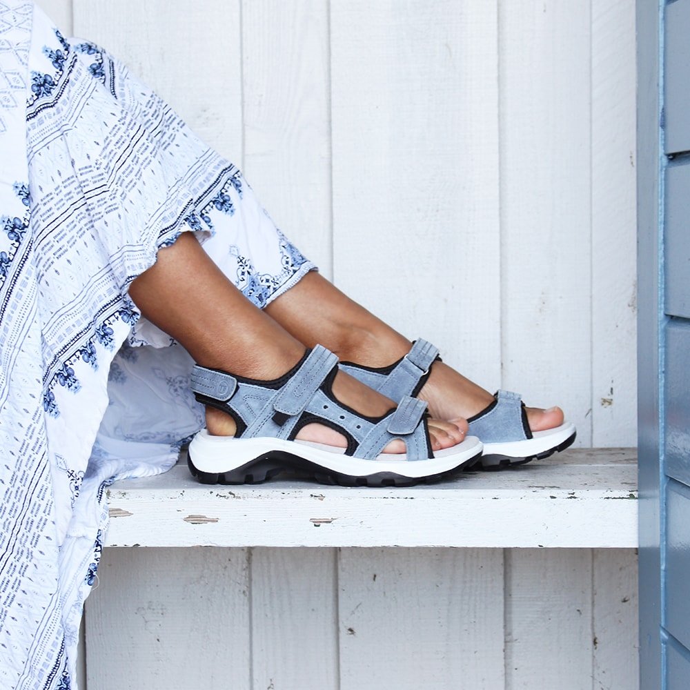 Minfot Sandaler Sandhamn Dame Semsket skinn Dueblå