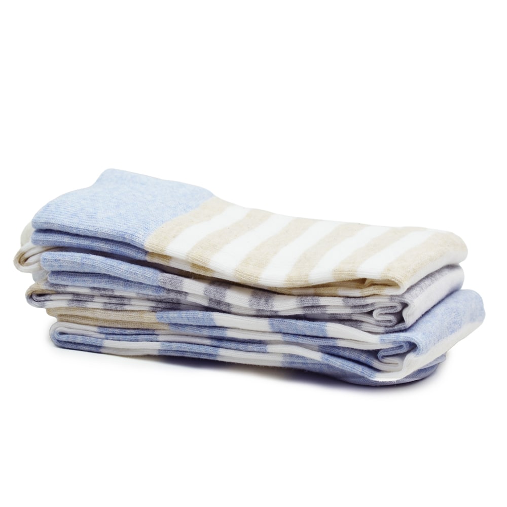 Produktbild 6 - Minfot Randiga Stödstrumpor Ekologisk Bomull Strand 3-pack