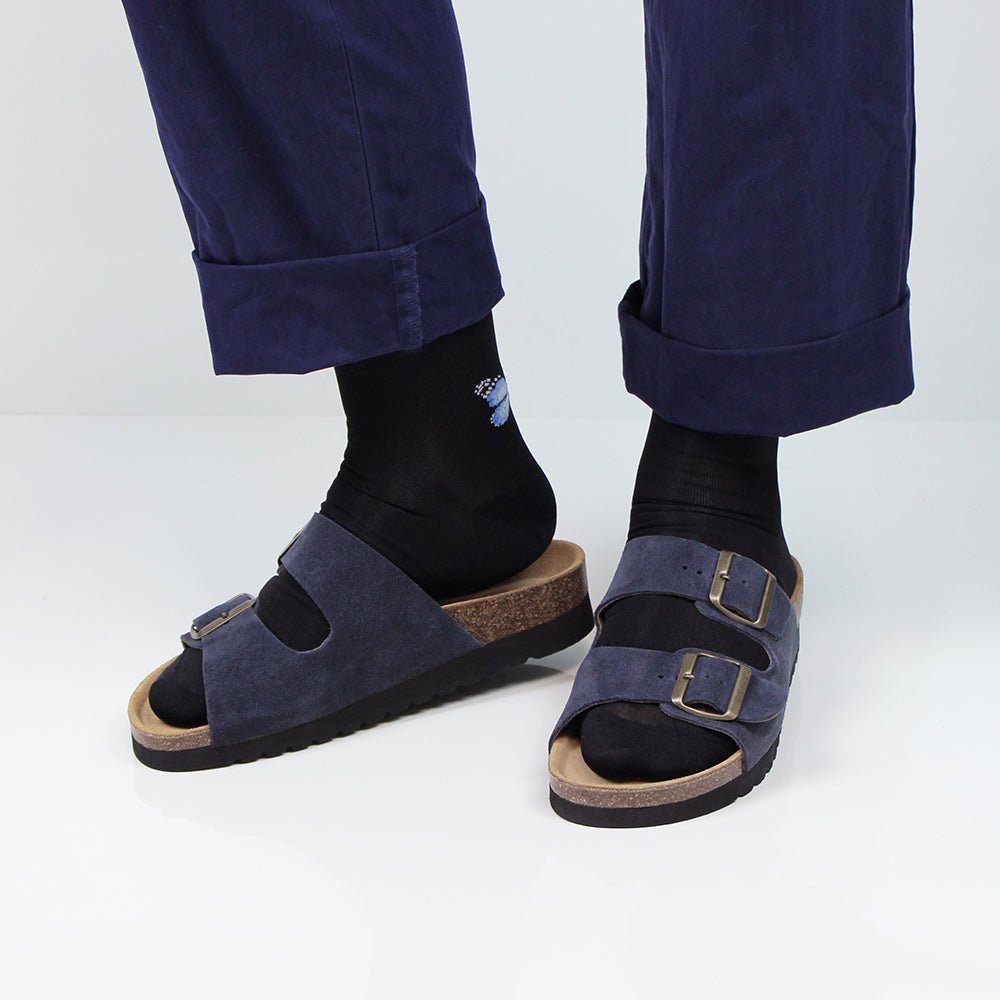 Minfot Moa Sandaler Dame Myk Bio Semsket Skinn Navy