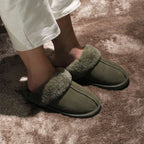 Minfot Saueskinnstøfler Slip-on Duved med såle Mørk Olivengrønn