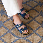 Minfot Sandaler Myk Bio Moa Semsket skinn Blå