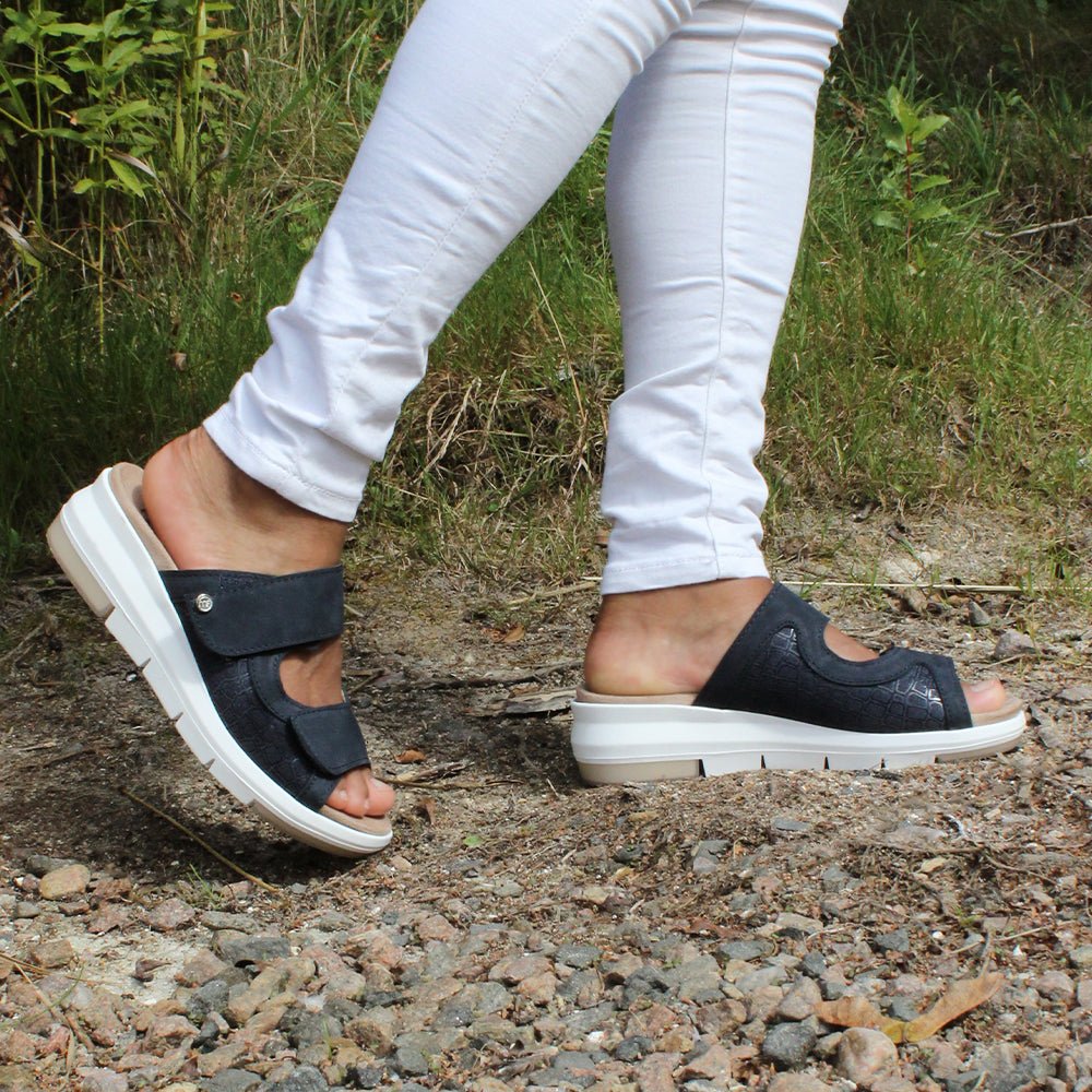 Minfot Sandal Komfort Bea Stretch Nubuck Navy