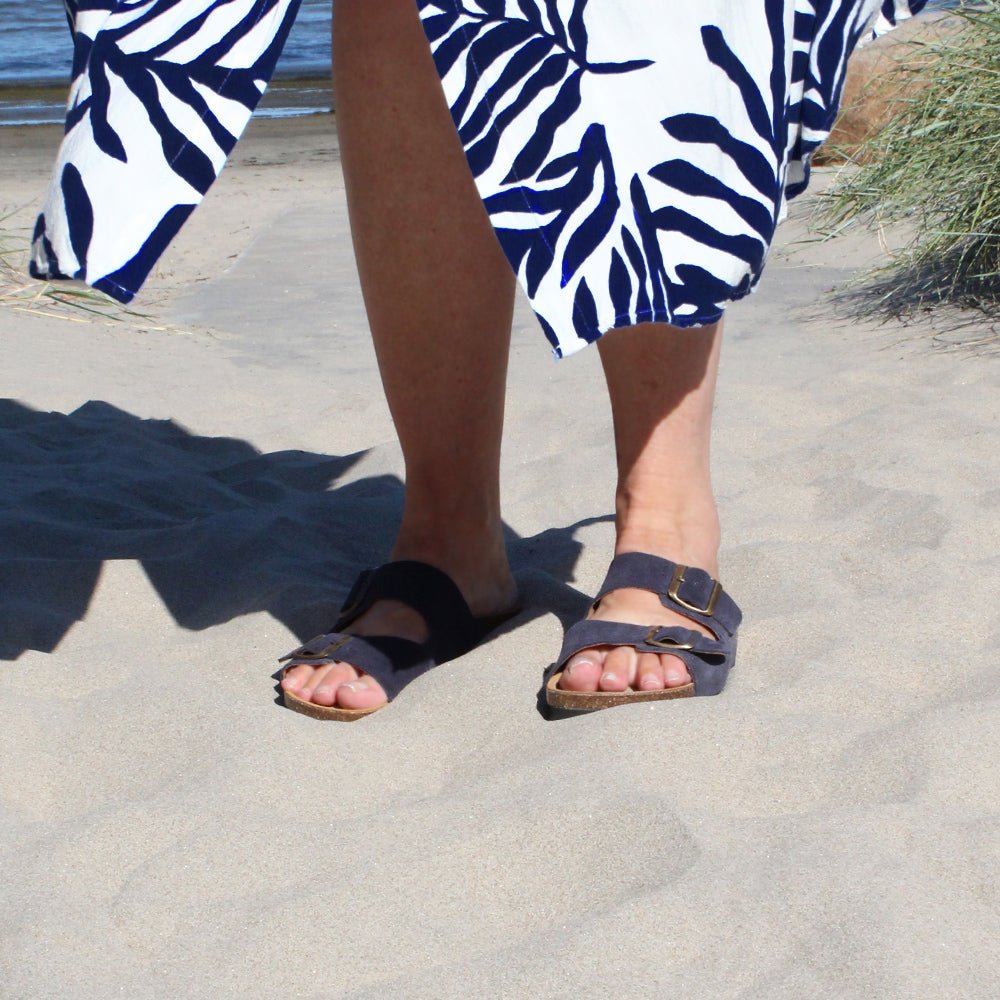 Minfot Moa Sandaler Dame Myk Bio Semsket Skinn Navy