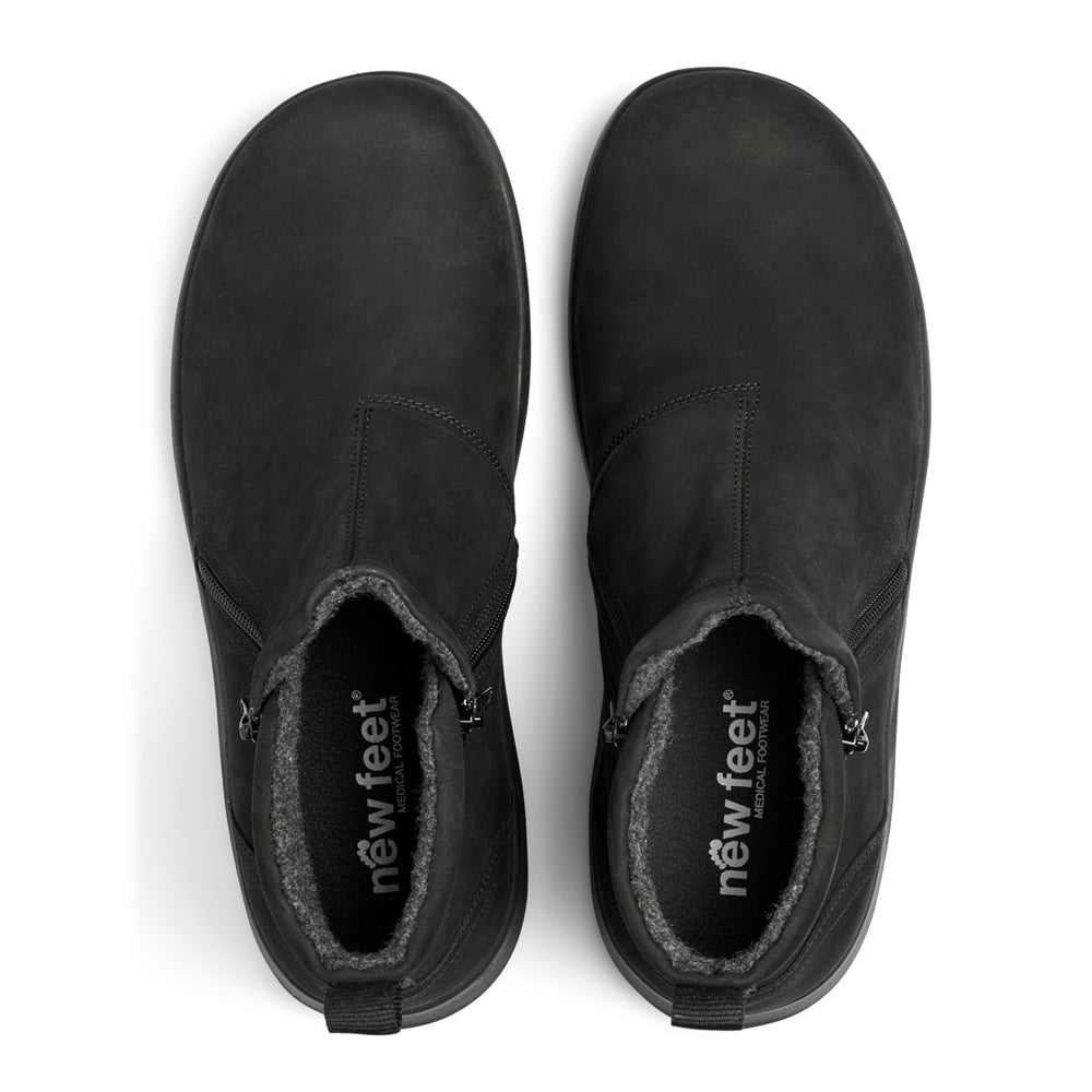 New Feet Frankie Ekstra Brede Boots Glidelås Tex Svart